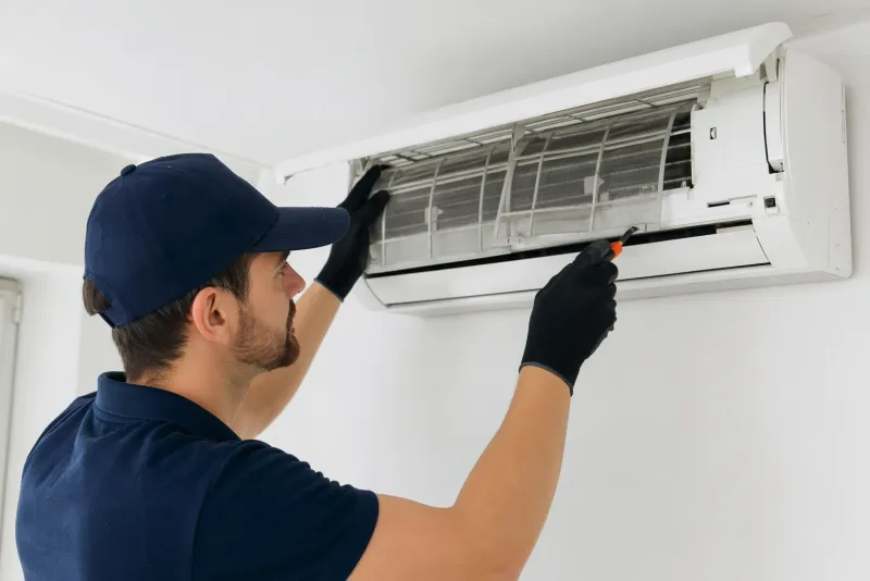 Technicien en maintenance d'une climatisation réversible